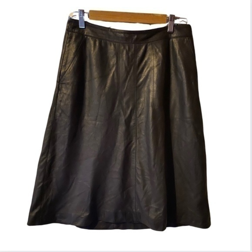 Filippa K Goat Leather Above the Knee Skirt Black M